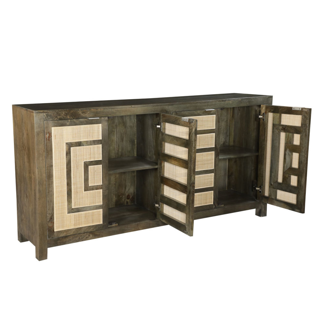 MAIANDROS SIDEBOARD WOOD MANGO BROWN DARK NATURAL CANE 200x46xH102cm IN