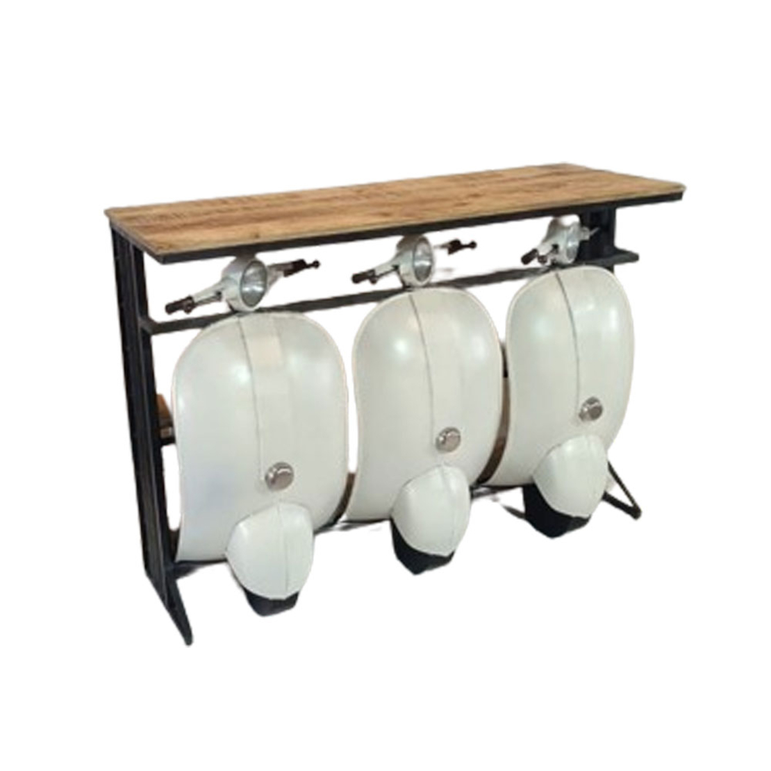 VESPA CONSOLE METAL CREAM WHITE NATURAL WOOD MANGO 138x52xH100cm IN