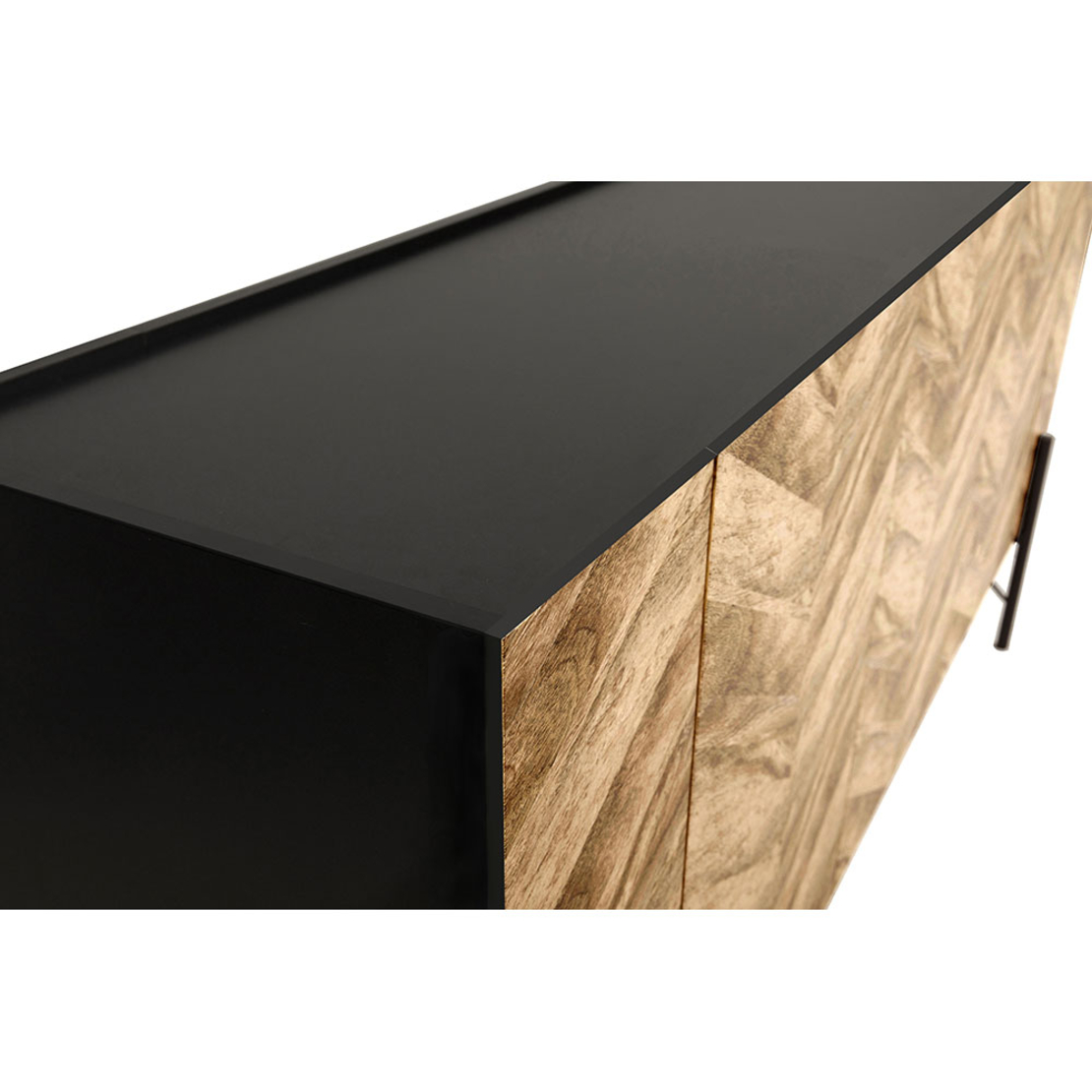 PARKE SIDEBOARD CHIPBOARD WITH MELAMINE CARTA BLACK NATURAL WITH PATTERN METAL BLACK 160x43xH80cm E1 PRC