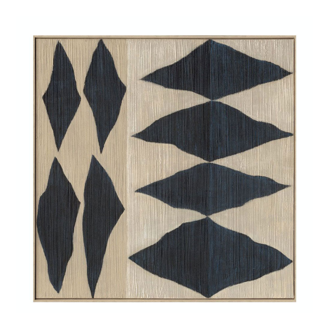 SHAYE PAINTING DECORATIVE 100x100x5 CANVAS BEIGE BLUE WOOD NATURAL