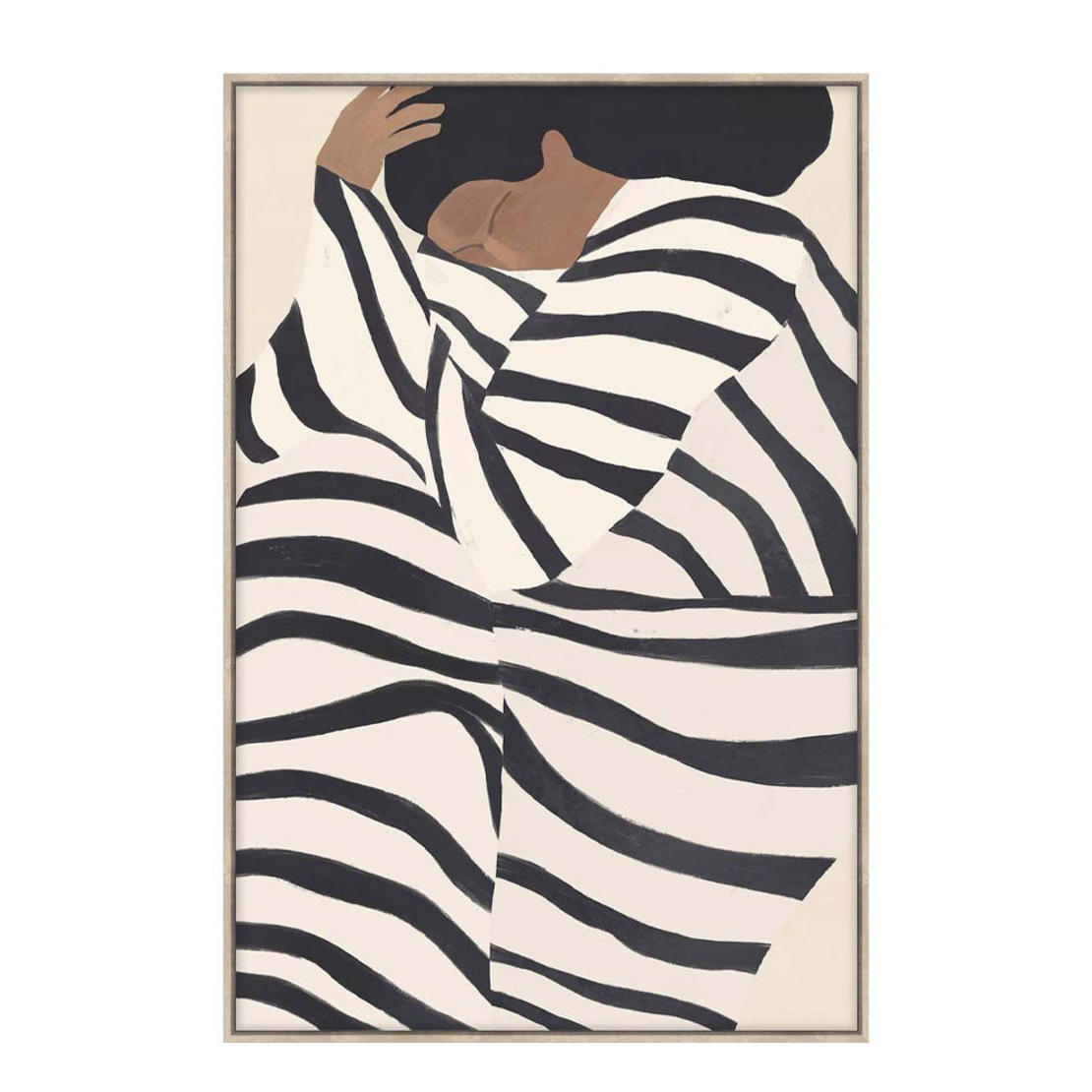 QUIET GRACE PAINTING DECORATIVE WITH FRAME 80x120x4 CANVAS BEIGE BLACK PP