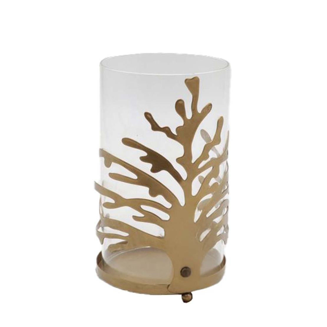 EMBER TEALIGHT HOLDER 12.5x12.5x21 METAL METALLIC GOLD GLASS