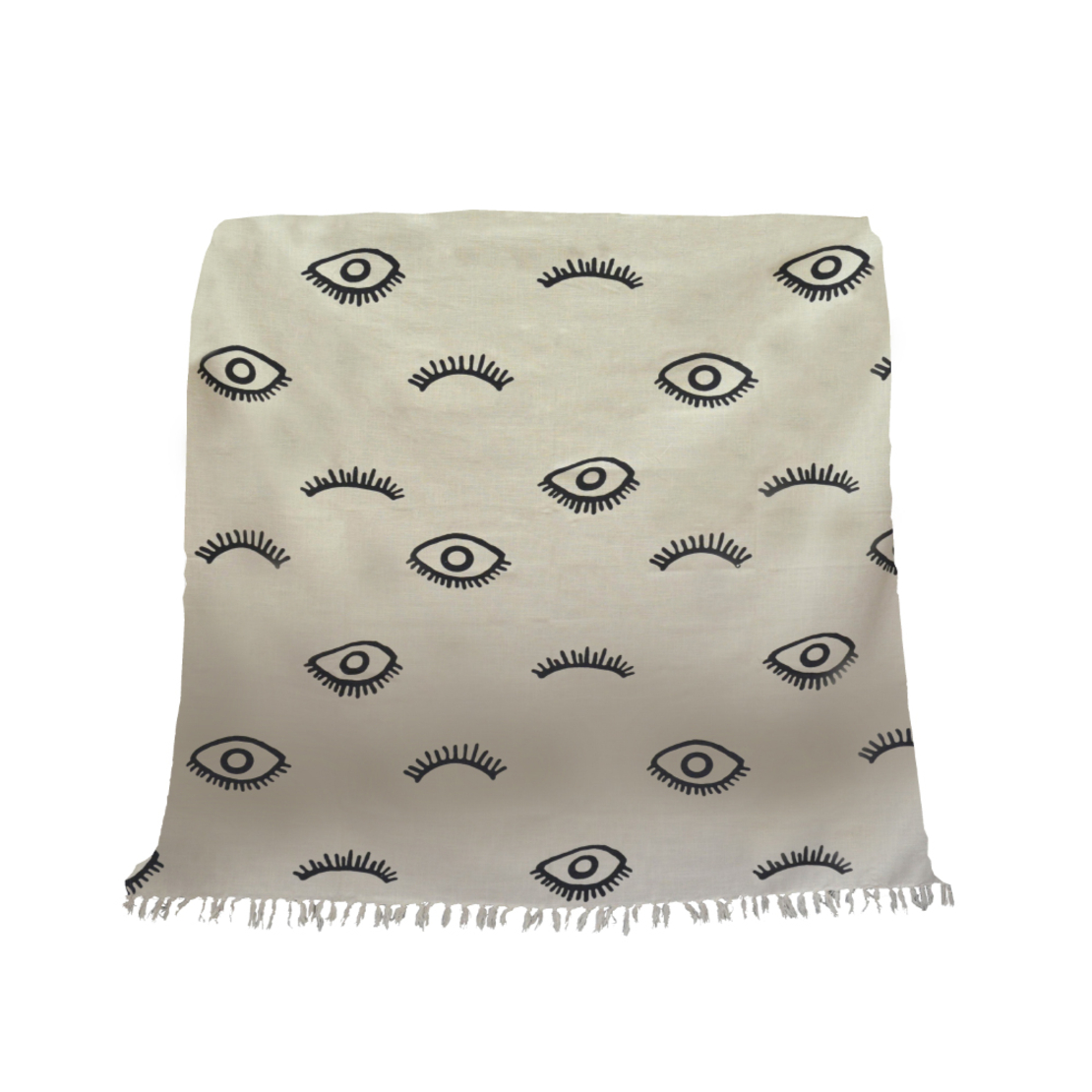 EYES WHITE THROW COTTON WHITE BLACK 130x170cm IN