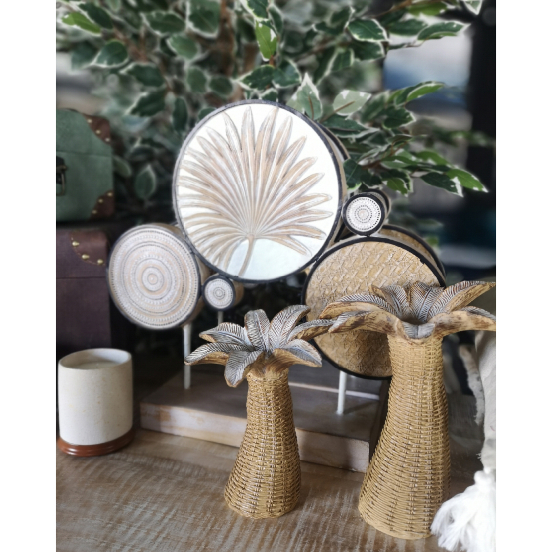 GINKO 1 CANDLE HOLDER POLYRESIN NATURAL 16x13xH18,