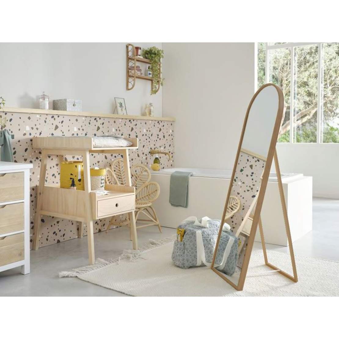 SCANDI STAND MIRROR WOOD NATURAL 45xH175cm E1 PRC