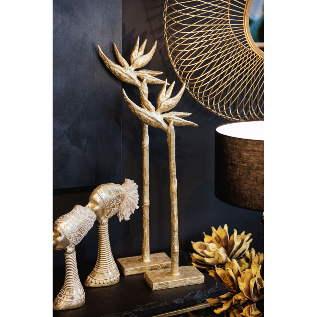 PARADISE BIRD DECO POLYRESIN GOLD 23x9xH75cm PRC