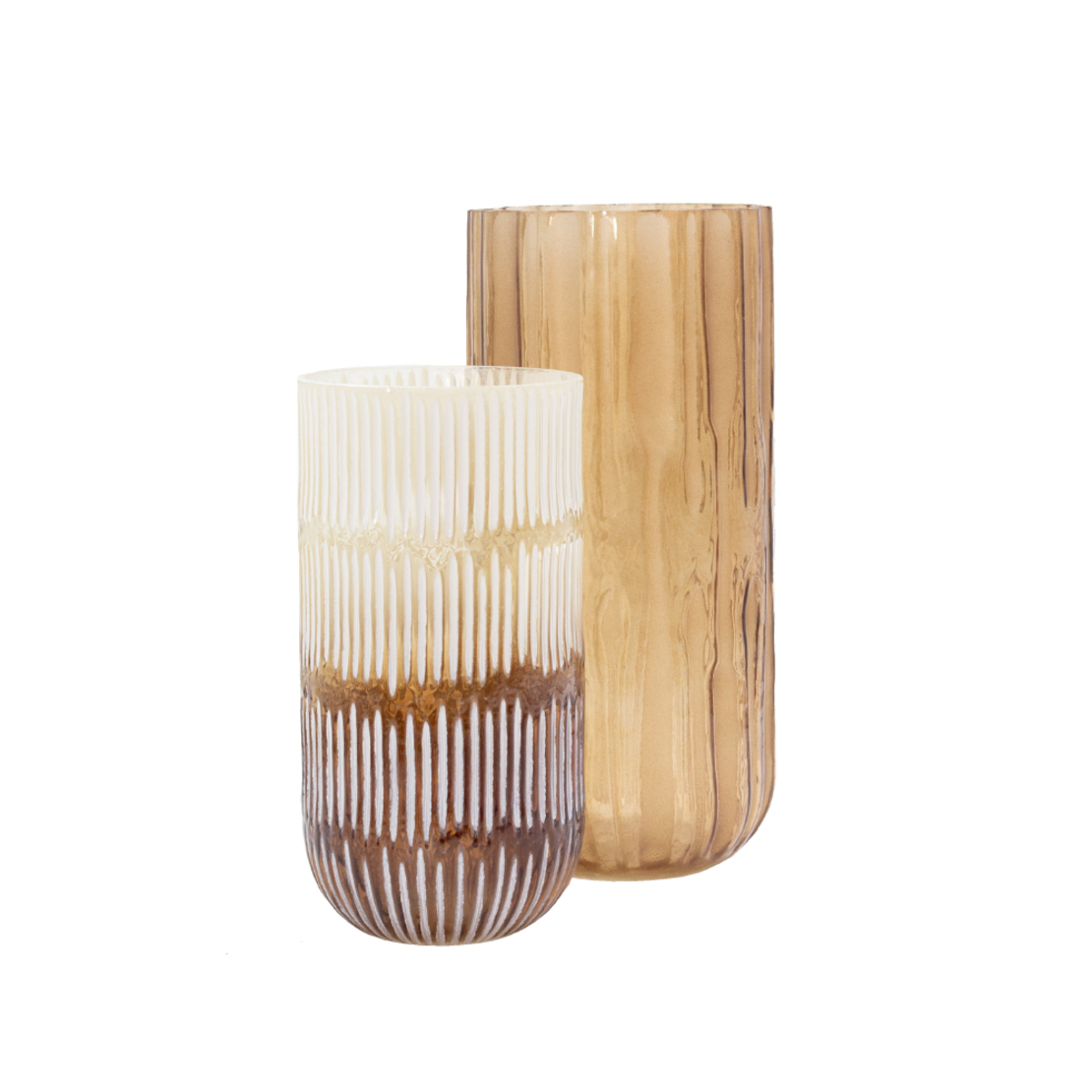 MEDAN VASE GLASS BEIGE BROWN D12xH22,5cm PRC