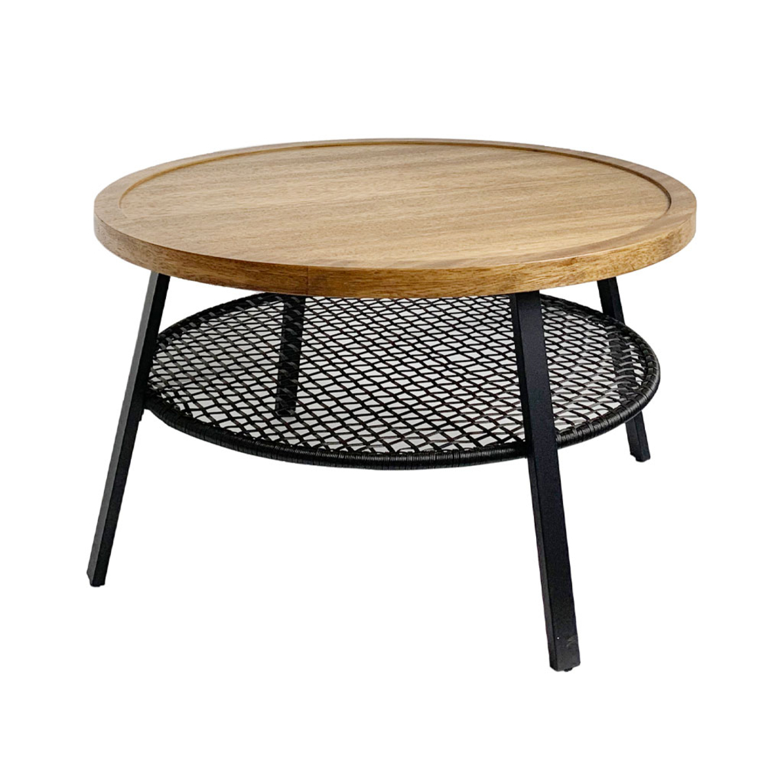 FILET COFFEE TABLE CHIPBOARD WITH MELAMINE CARTA NATURAL PE RATTAN BLACK 75x75xH43cm E1 PRC