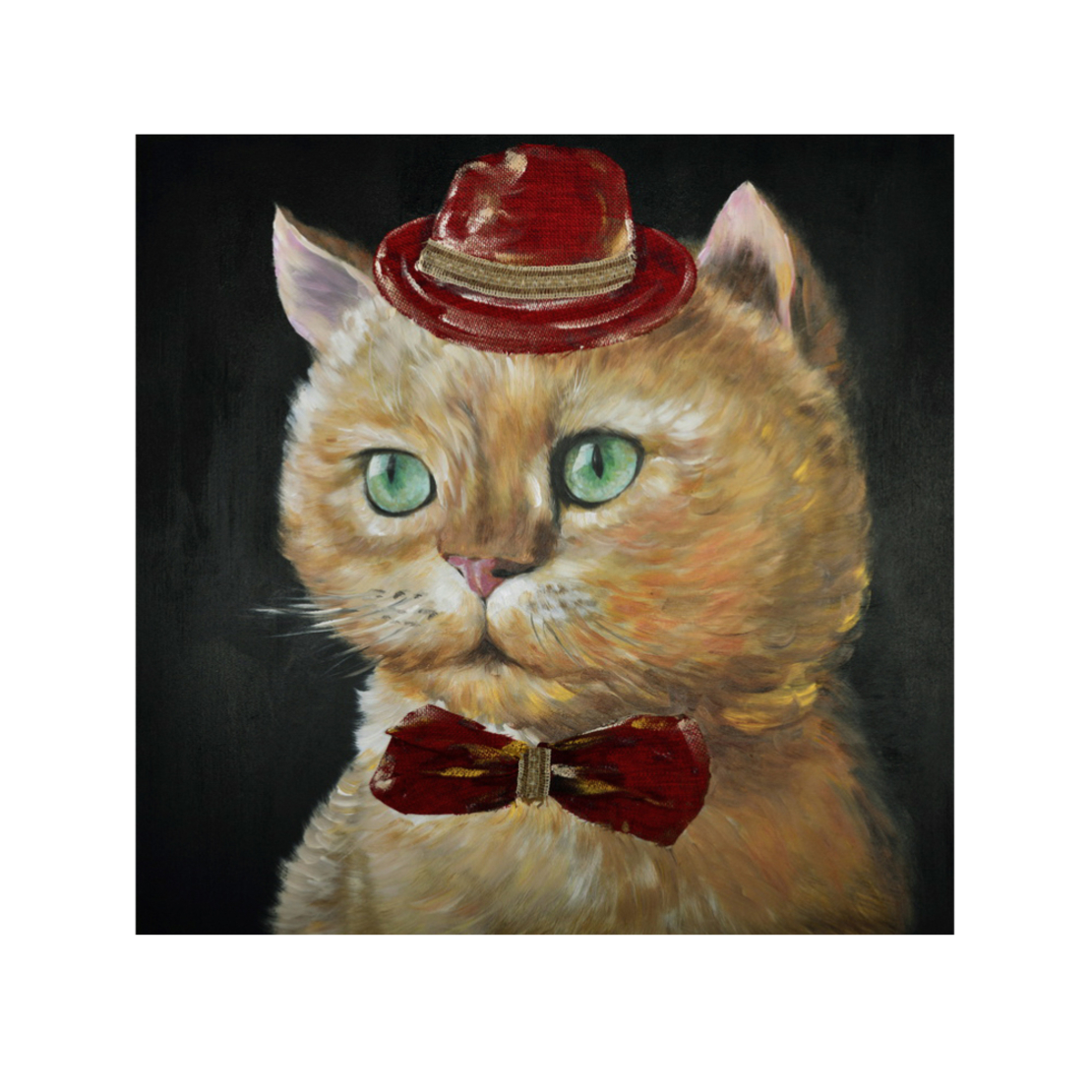 BISAD CAT PAINTING CANVAS MULTICOLOR WOOD 100x100x