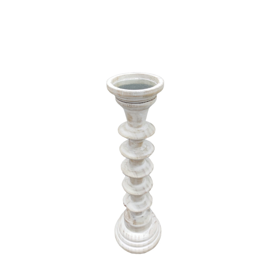 SIKINOS CANDLE HOLDER 13x13x42 FIR WOOD WHITE WASHED