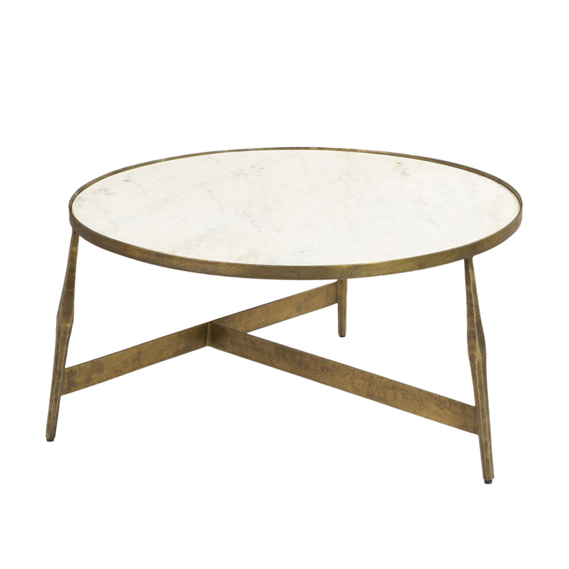 BLANCHE COFFEE TABLE MARBLE WHITE METAL BRASS ANTIQUE 81x81xH41cm IN
