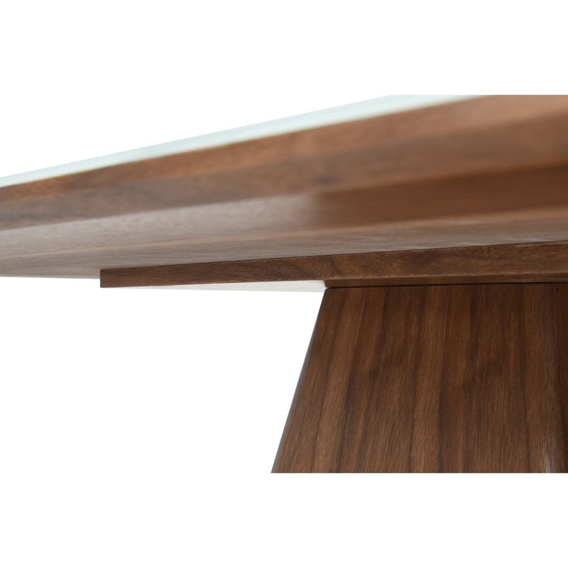 TOTEM TABLE SANDY GLASS WALNUT WHITE WITH MARBLE PATTERN VENEER ΟΑΚ E1 PRC