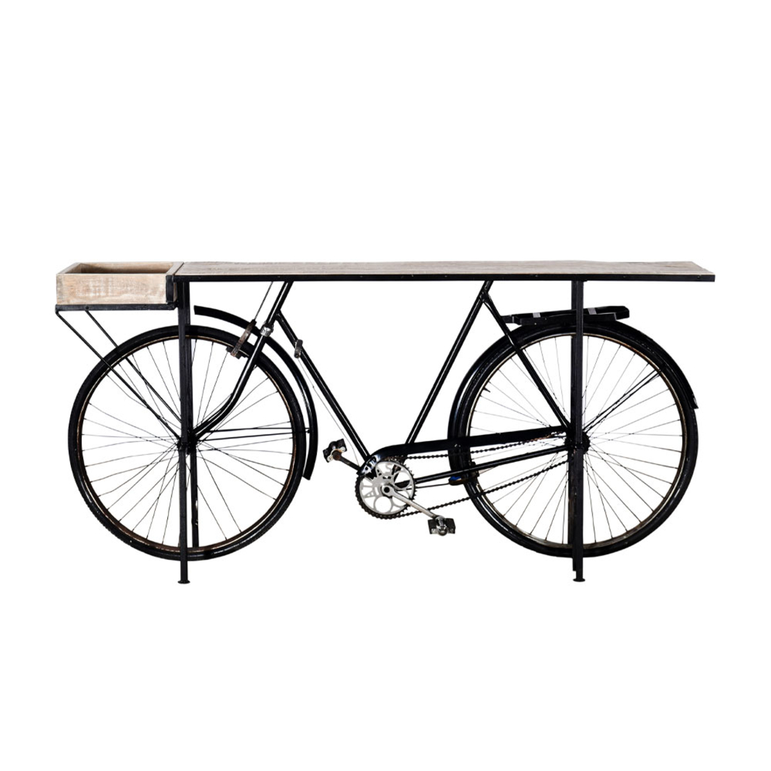 CYCLING CONSOLE METAL NATURAL WOOD MANGO BLACK 183x36xH84cm IN