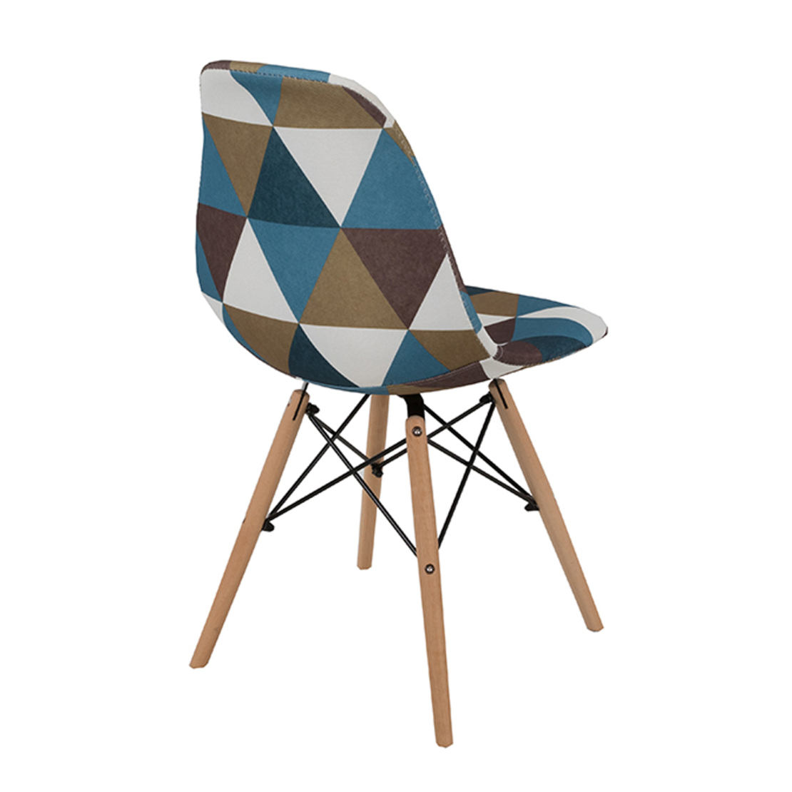 EIFFEL CHAIR FABRIC PATCHWORK BLUE WOOD ΒΕΕCH NATURAL E1 PRC