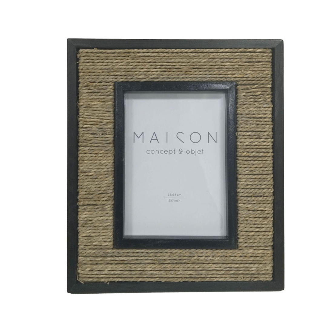 JUNO PHOTO FRAME 29x25x2 SEAGRASS NATURAL BLACK GLASS