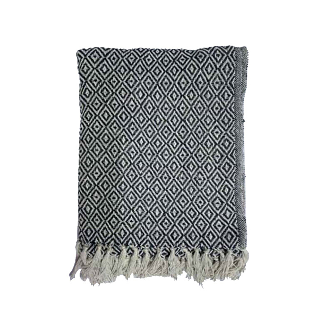 LANCE THROW COTTON POLYESTER WHITE BLACK 130x170cm