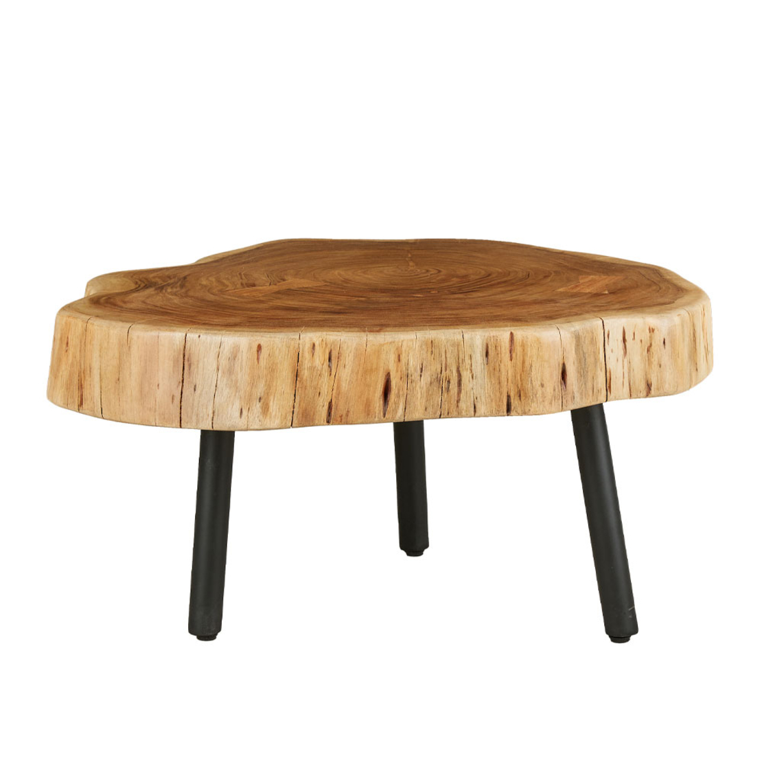 RAW COFFEE TABLE WOOD ACACIA NATURAL METAL 80x80xH40cm IN