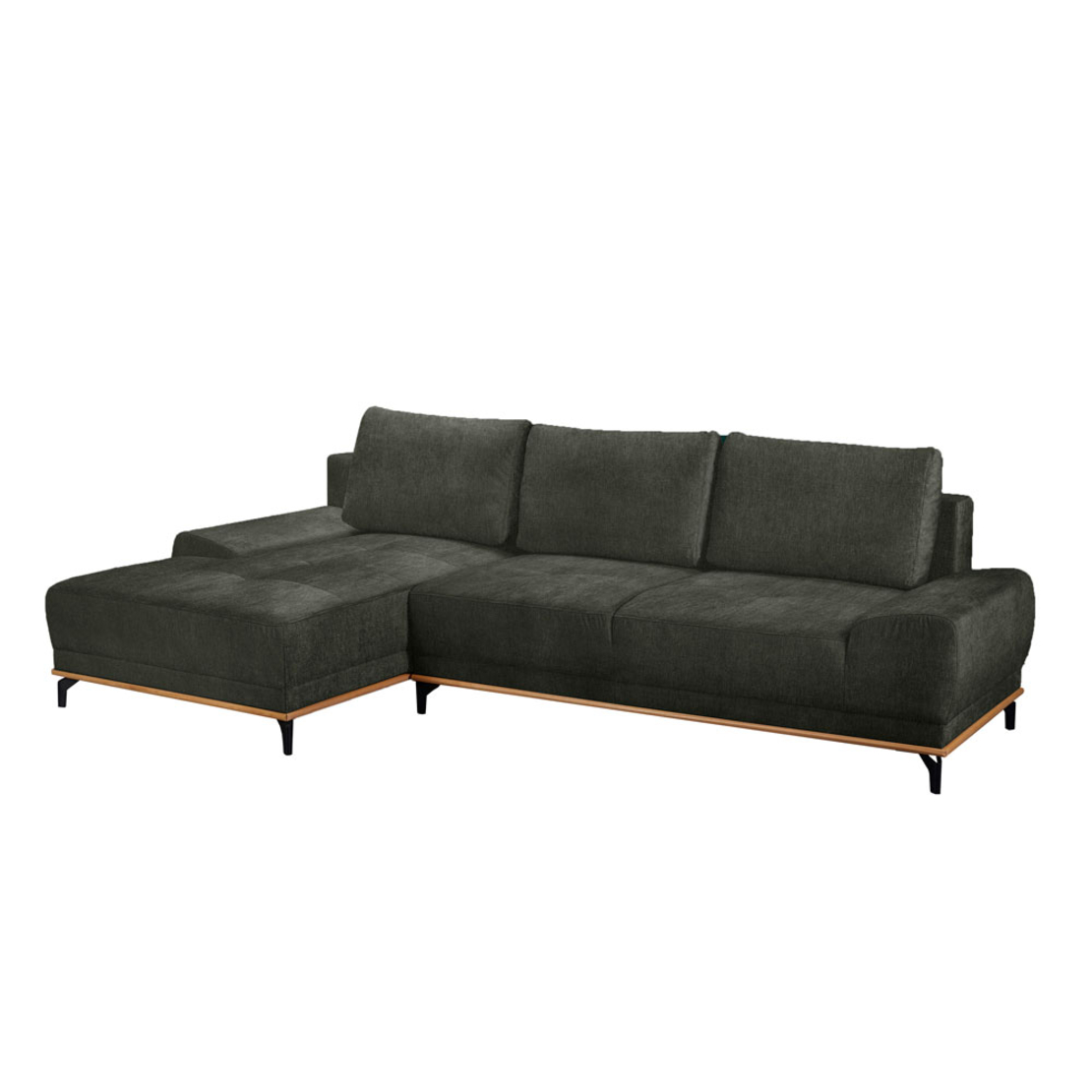 NATURA SOFA BED CORNER LEFT EASY CLEAN FABRIC OLIVE GREEN E1 EU
