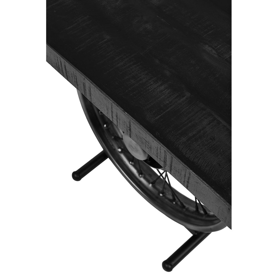 WHEEL SIDE TABLE METAL BLACK SILVER WOOD MANGO 61x36xH56cm IN