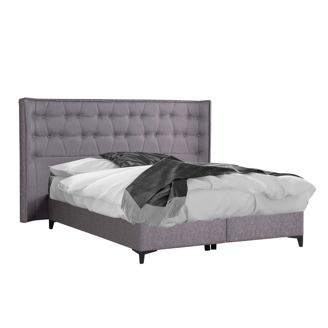 ORIGAMI BED WITH STORAGE (FOR MATTRESS 160x200cm) VELVET GREY 26-902 E1 TR