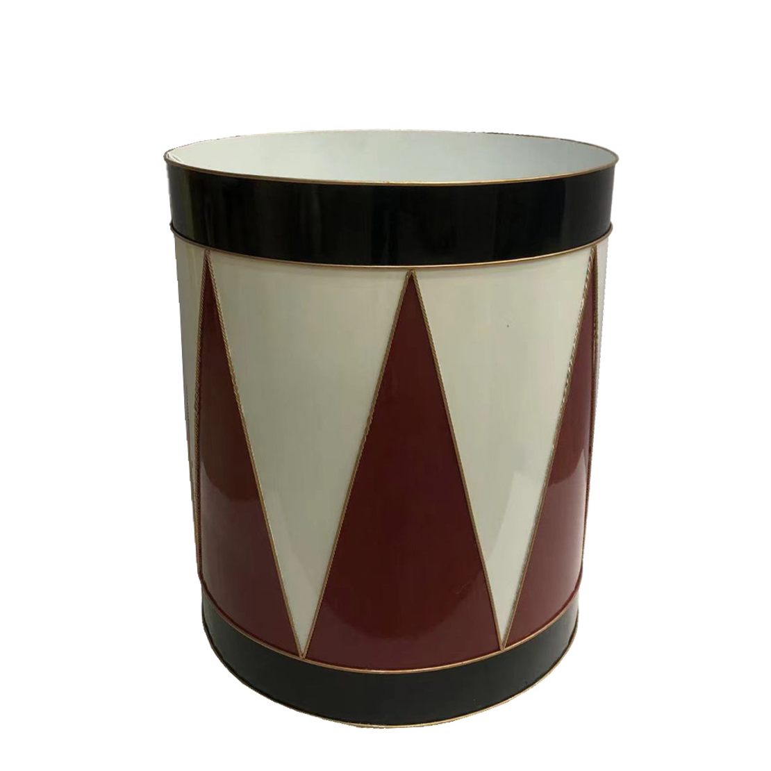 XMAS RED DRUM L DECO METAL WHITE BLACK RED 43x43xH