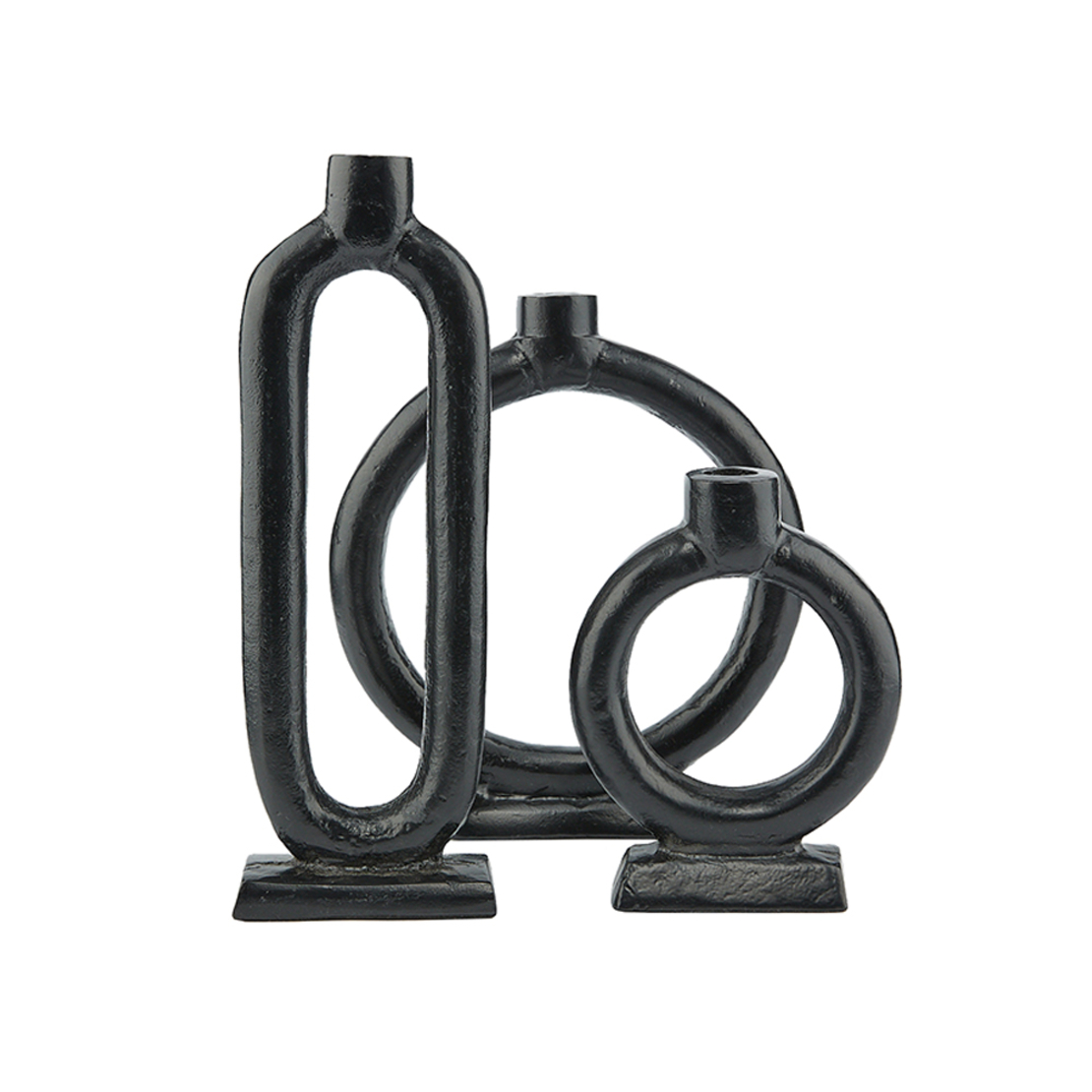 CORI CANDLE HOLDER ALUMINIUM BLACK 11x11xH29cm IN