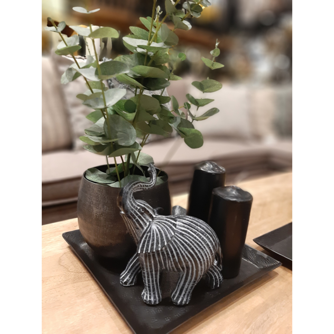 HAPPY ELEPHANT 1 DECO ELEPHANT POLYRESIN BLACK WHI