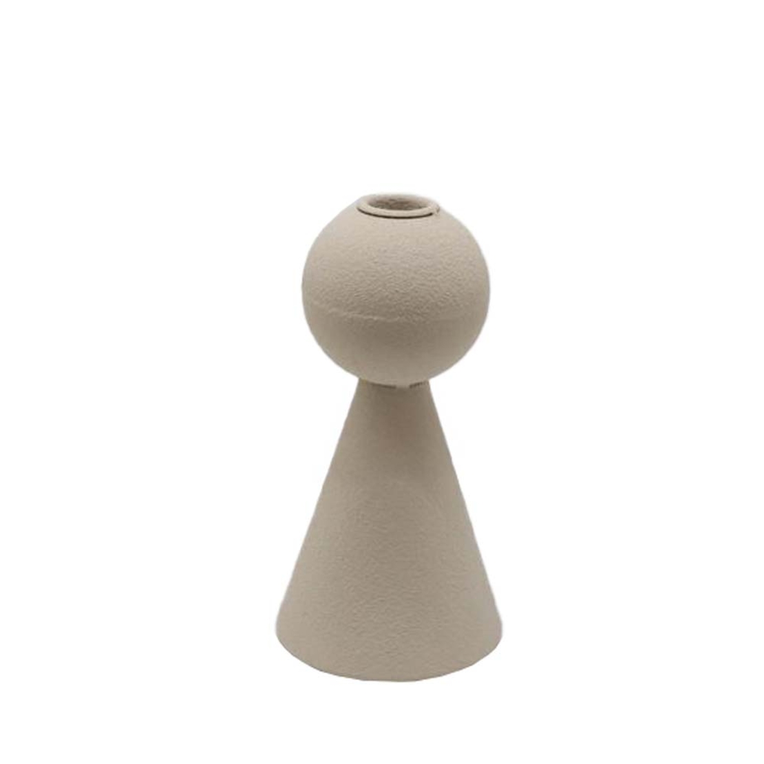 HALO CANDLE HOLDER 9x9x17.5 METAL BEIGE
