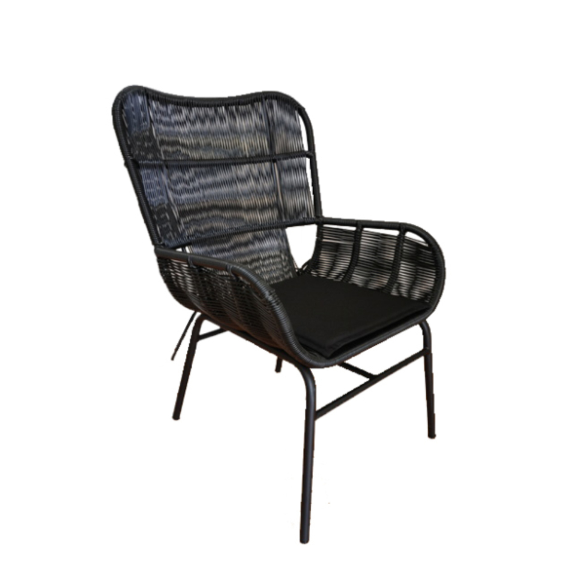 NERA ARMCHAIR PE WOVEN BLACK BLACK 65x70xH94cm PRC