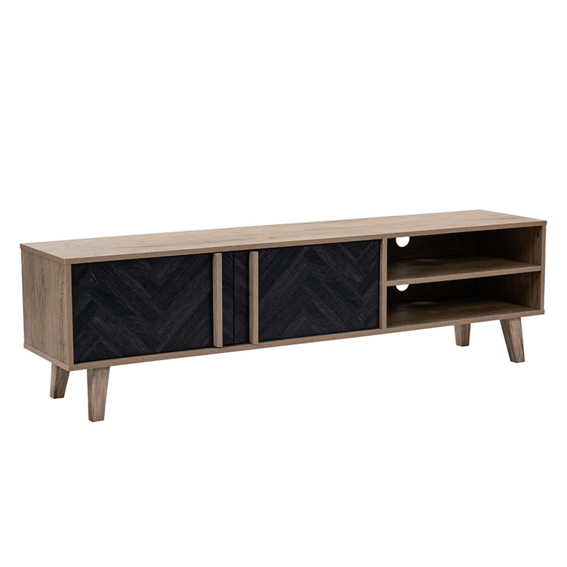 ALBERO TV STAND CHIPBOARD WITH MELAMINE CARTA SONOMA DECAPE BLACK WITH PATTERN 160x35xH45cm E1 PRC