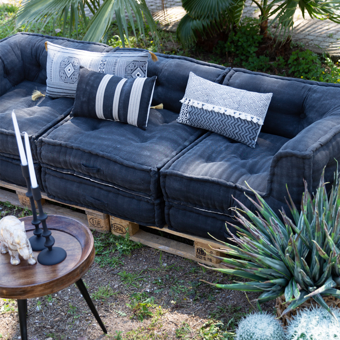 AFRICA FLOOR CUSHION FABRIC GREY DARK IN