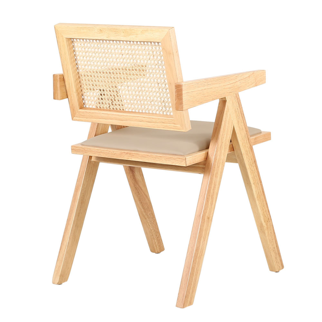SAMURAI CHAIR WOOD RUBBERWOOD NATURAL BEIGE RATTAN PRC