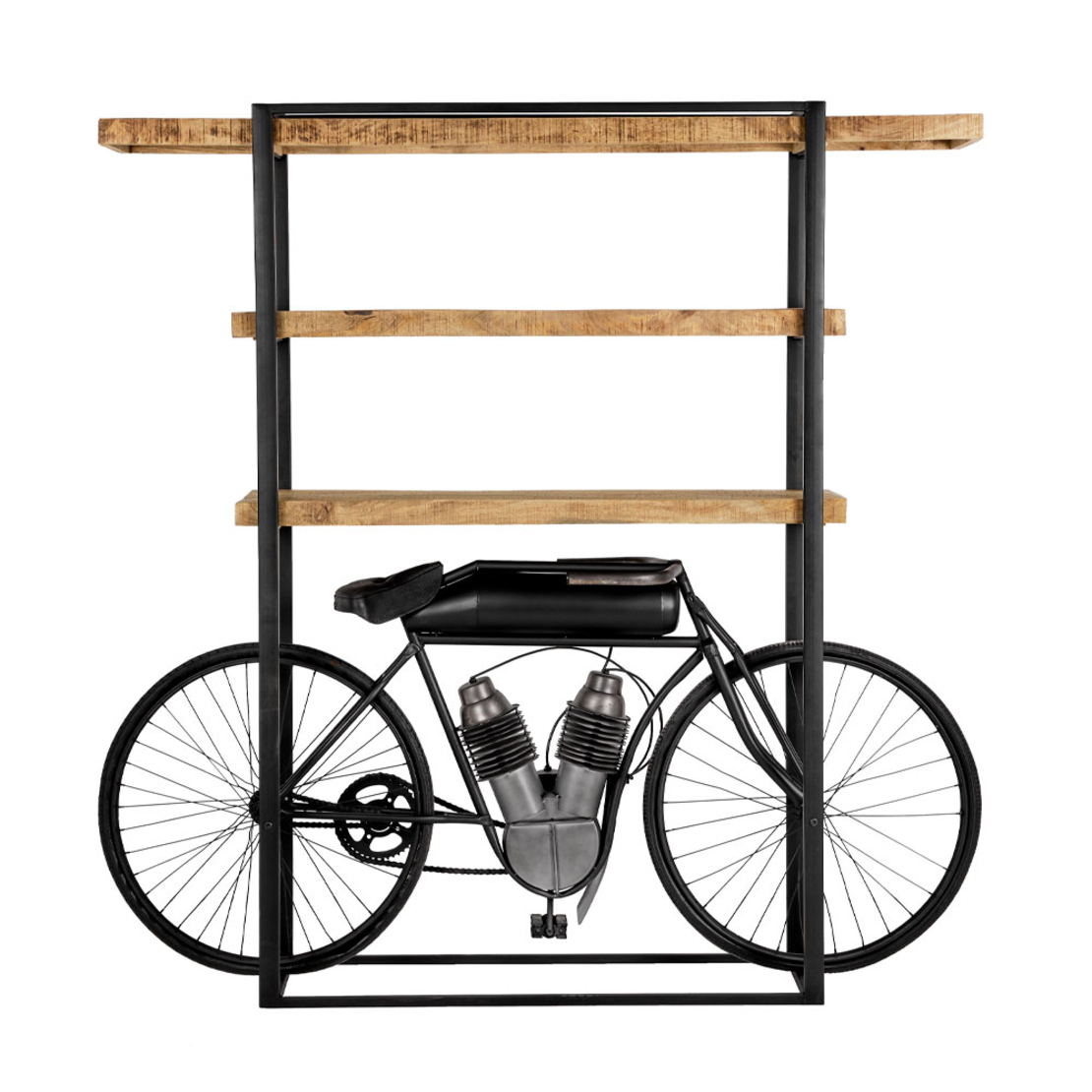 MOTOR BOOKCASE TALL METAL NATURAL WOOD MANGO 183x41xH183cm IN