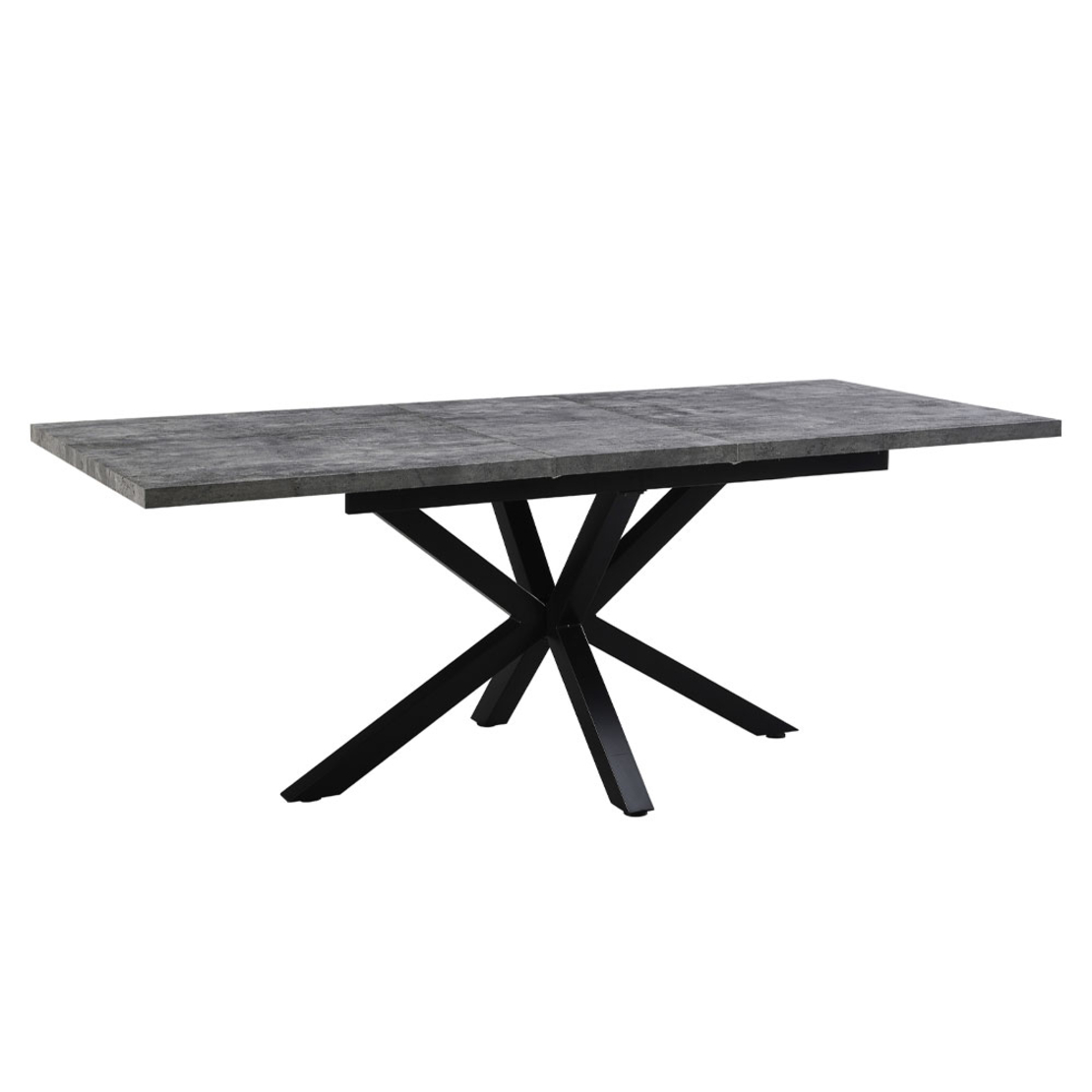 STONE GREY TABLE EXTENDABLE MDF WITH PAPER VENEER CEMENT METAL BLACK PRC