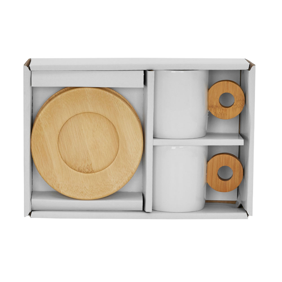 NORDIC MUG SET 2PCS PORCELAIN BAMBOO WHITE NATURAL
