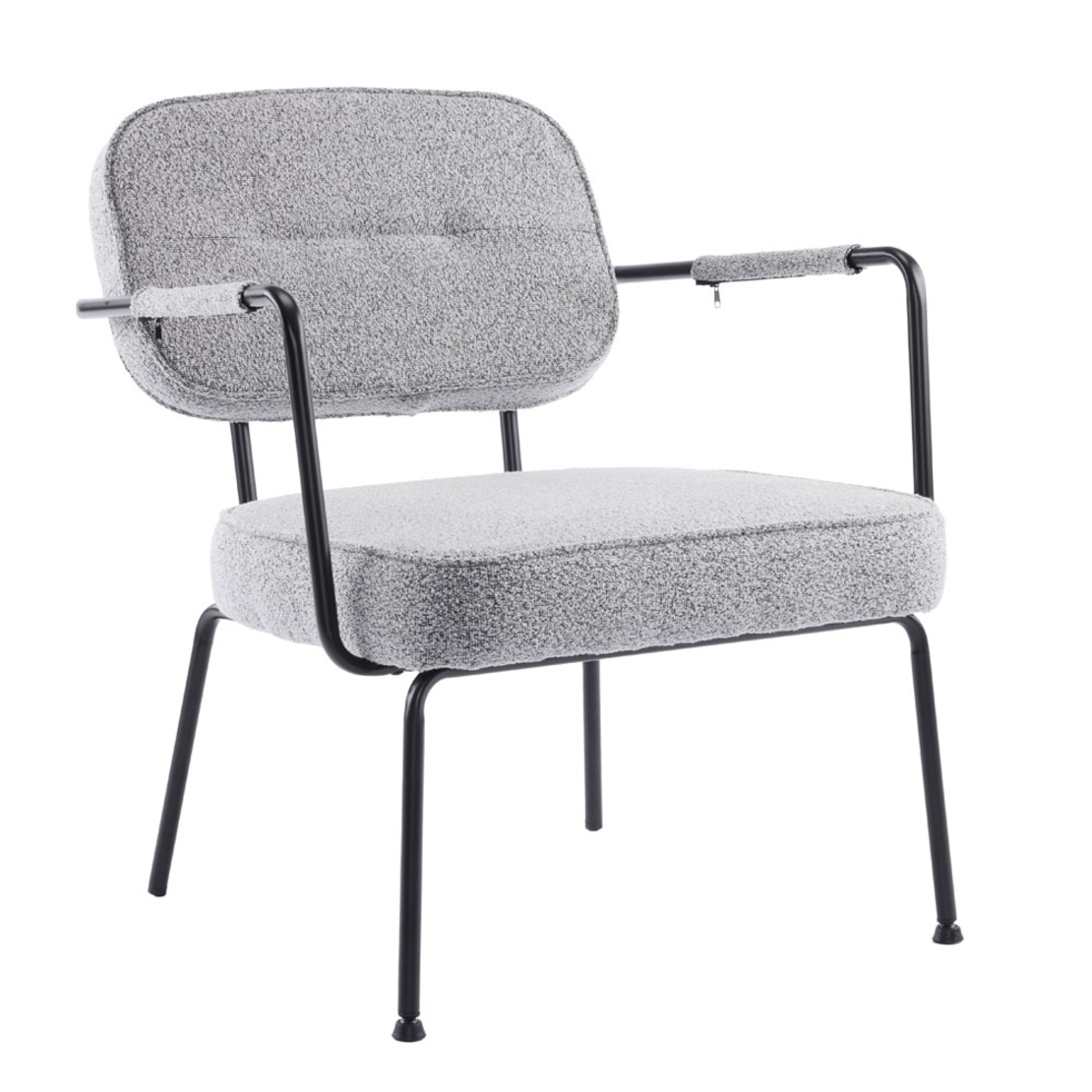 PRISLEY ARMCHAIR FABRIC GREY LIGHT METAL BLACK PRC
