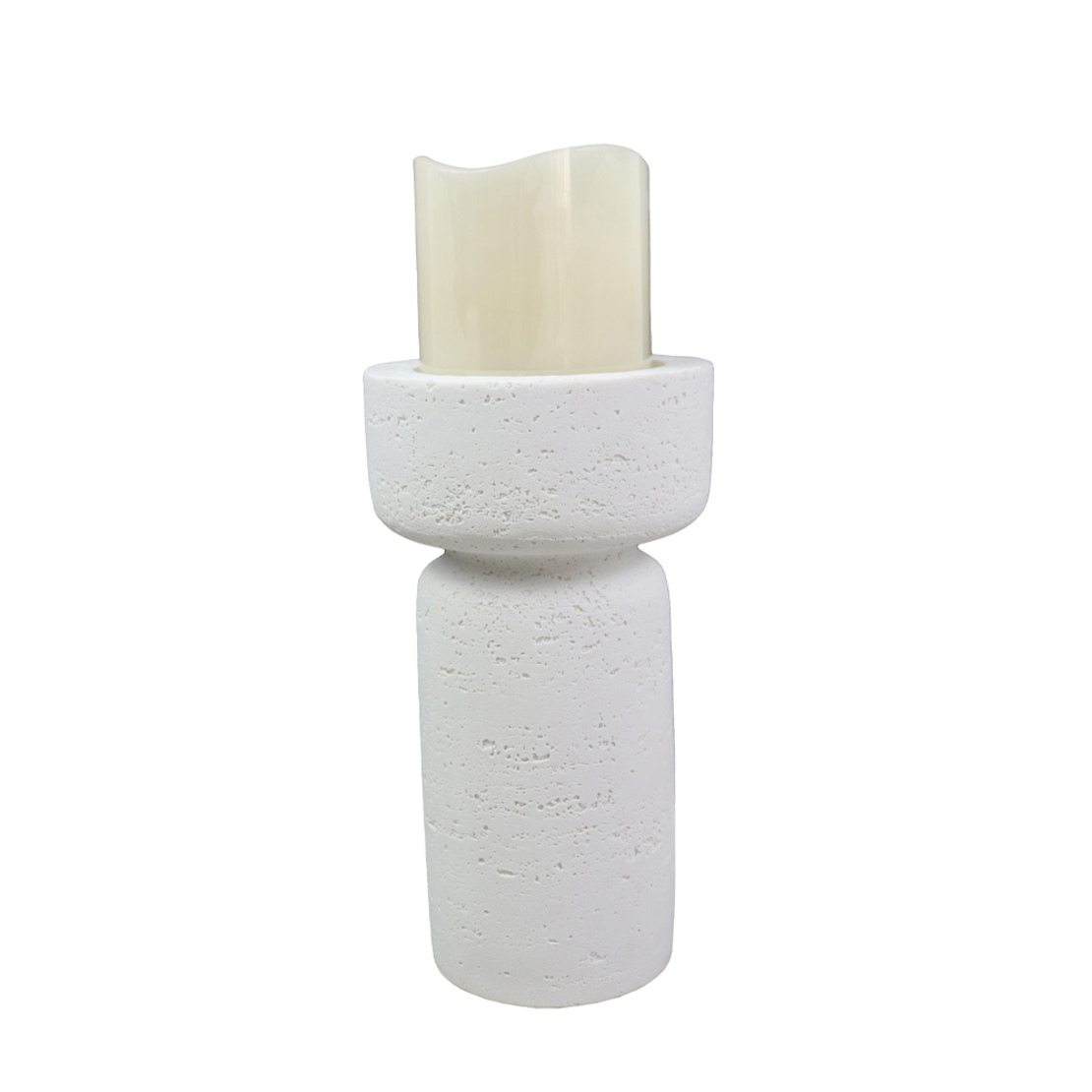 INGER CANDLE HOLDER POLYRESIN WHITE 11x11xH20,5cm