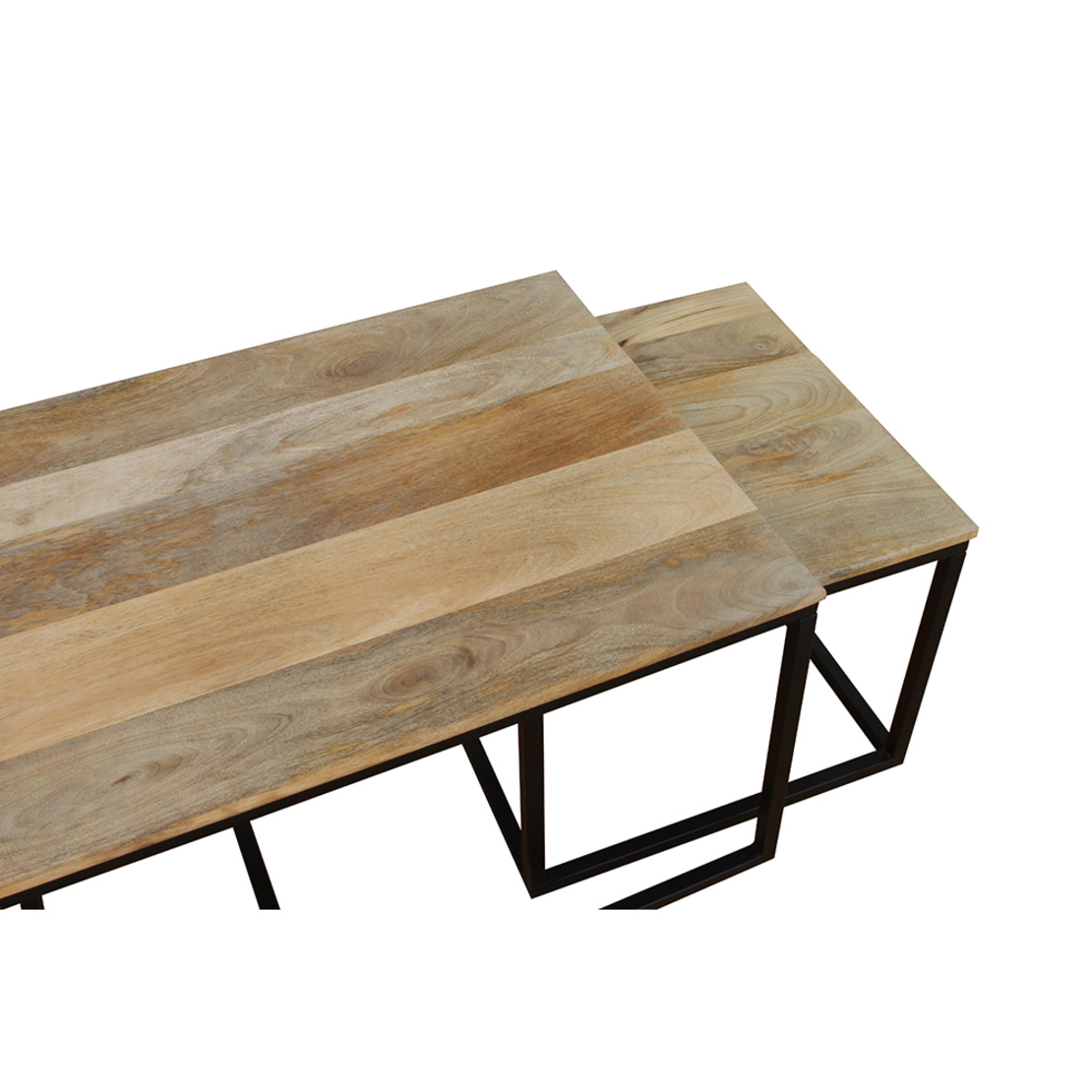 QUADRO COFFEE TABLE SET 3PCS WOOD MANGO NATURAL METAL BLACK 110x60xH45cm IN