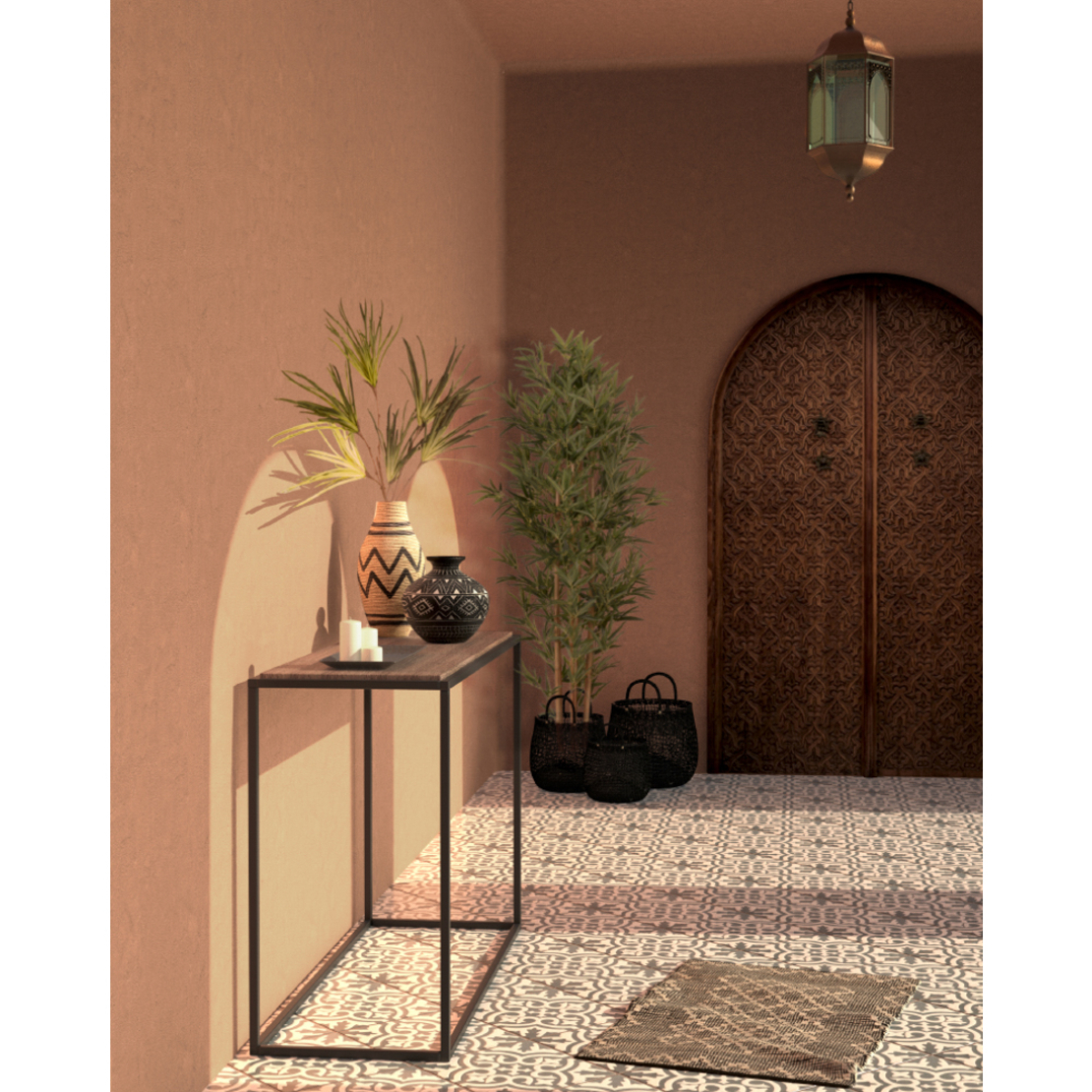 NOMADS CARPET LEATHER WHITE BLACK 60x90 IN