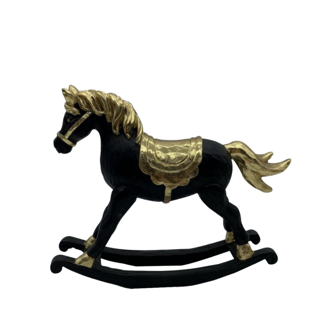 ASTRAH DECO HORSE POLYRESIN BLACK GOLD 17,4x5,4xH2