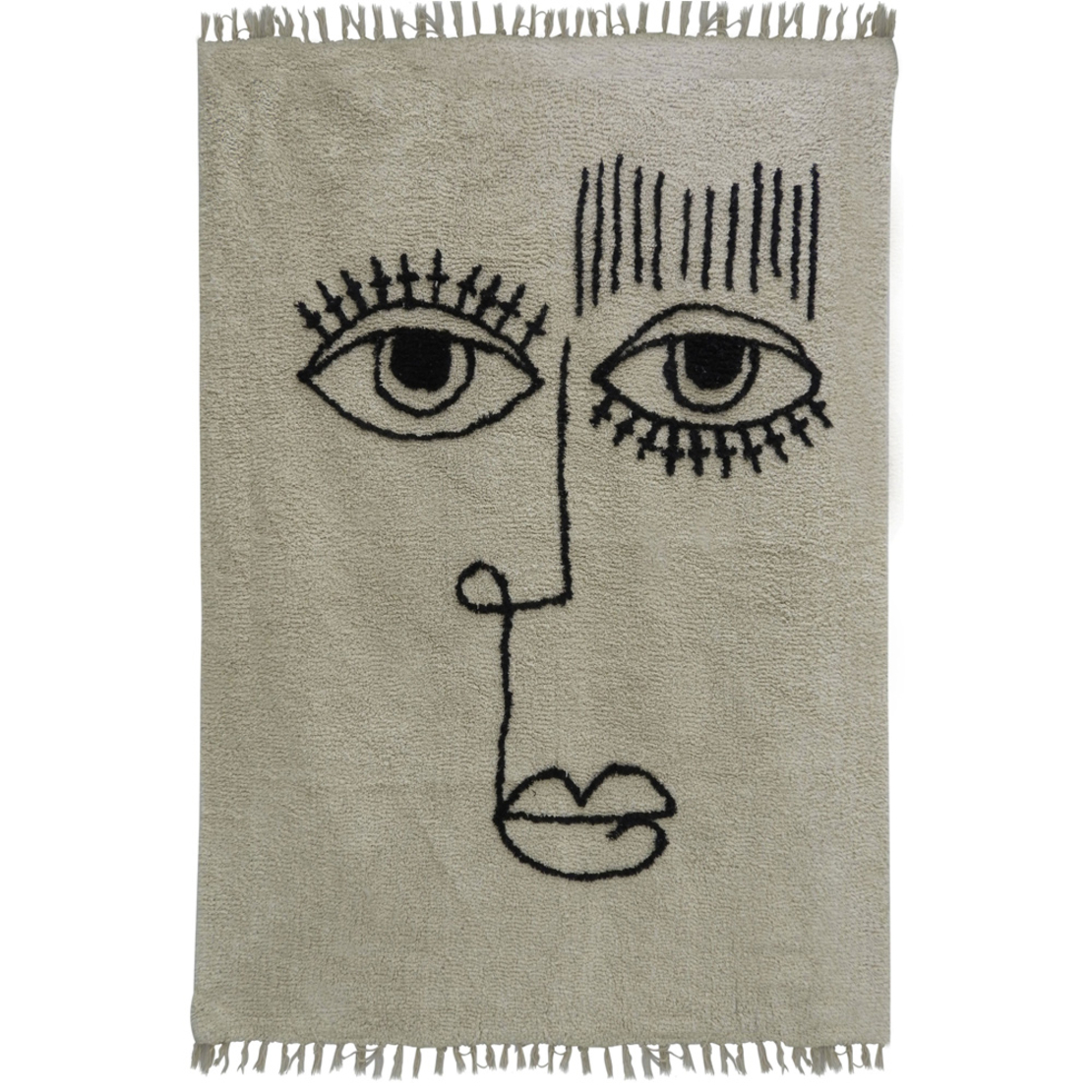 FACE CARPET COTTON BEIGE BLACK 60x90cm IN