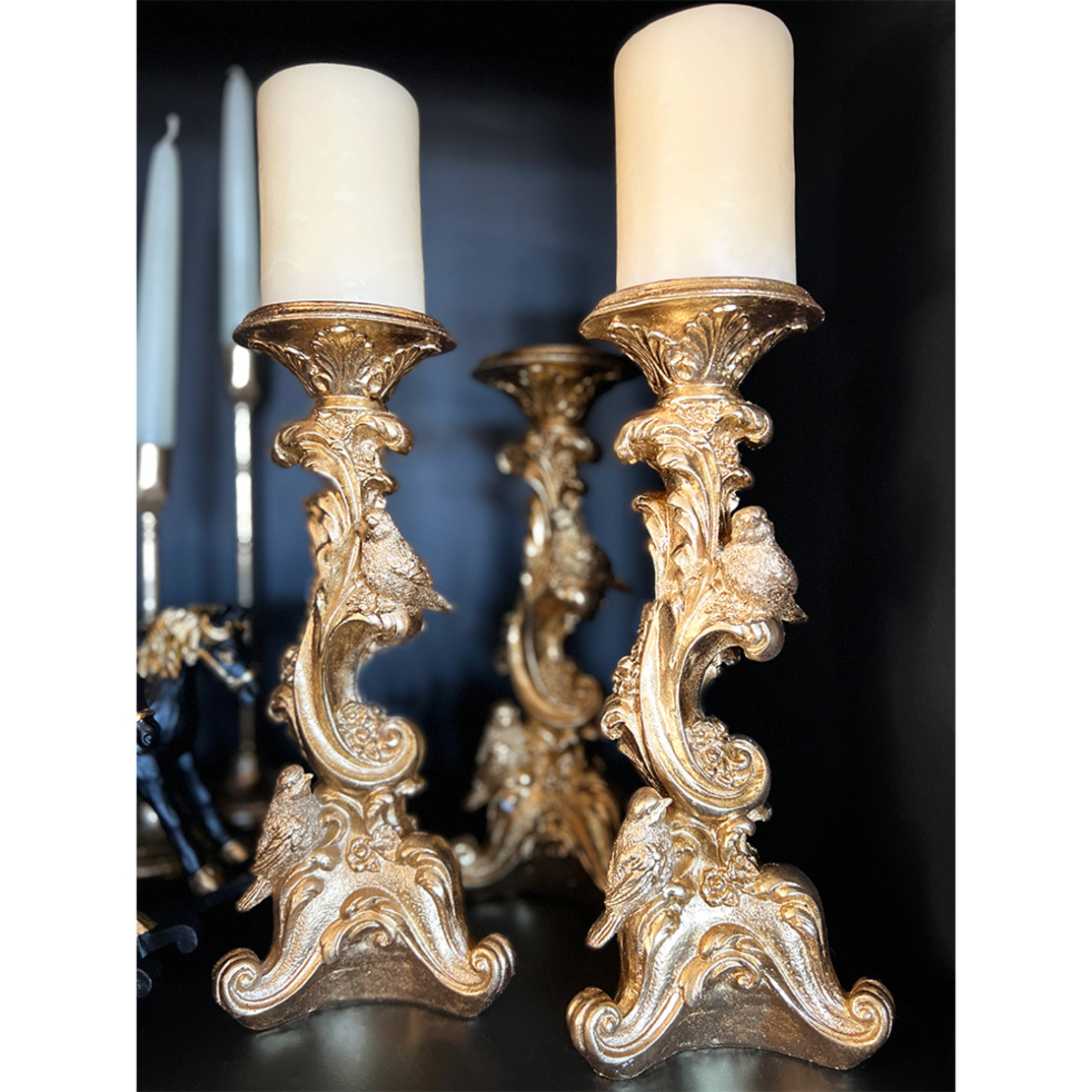 DULAD CANDLE HOLDER POLYRESIN GOLD 14x12xH30cm PRC