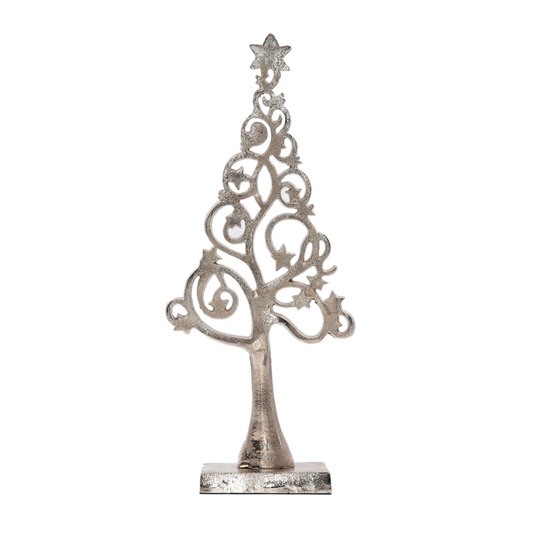 XMAS SANTO TREE ALUMINIUM SILVER 23x8xH44cm IN