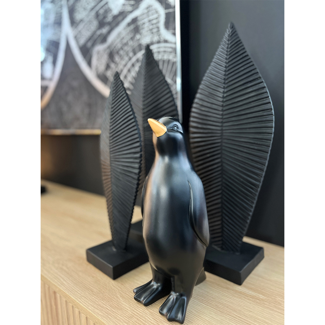 PENGUIN DECO PENGUIN POLYRESIN BLACK GOLD 13x13xH2