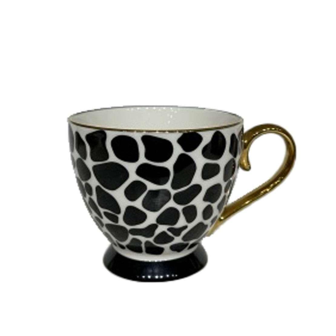 SAFARI C MUG NEW BONE CHINA WHITE BLACK GOLD D11xH
