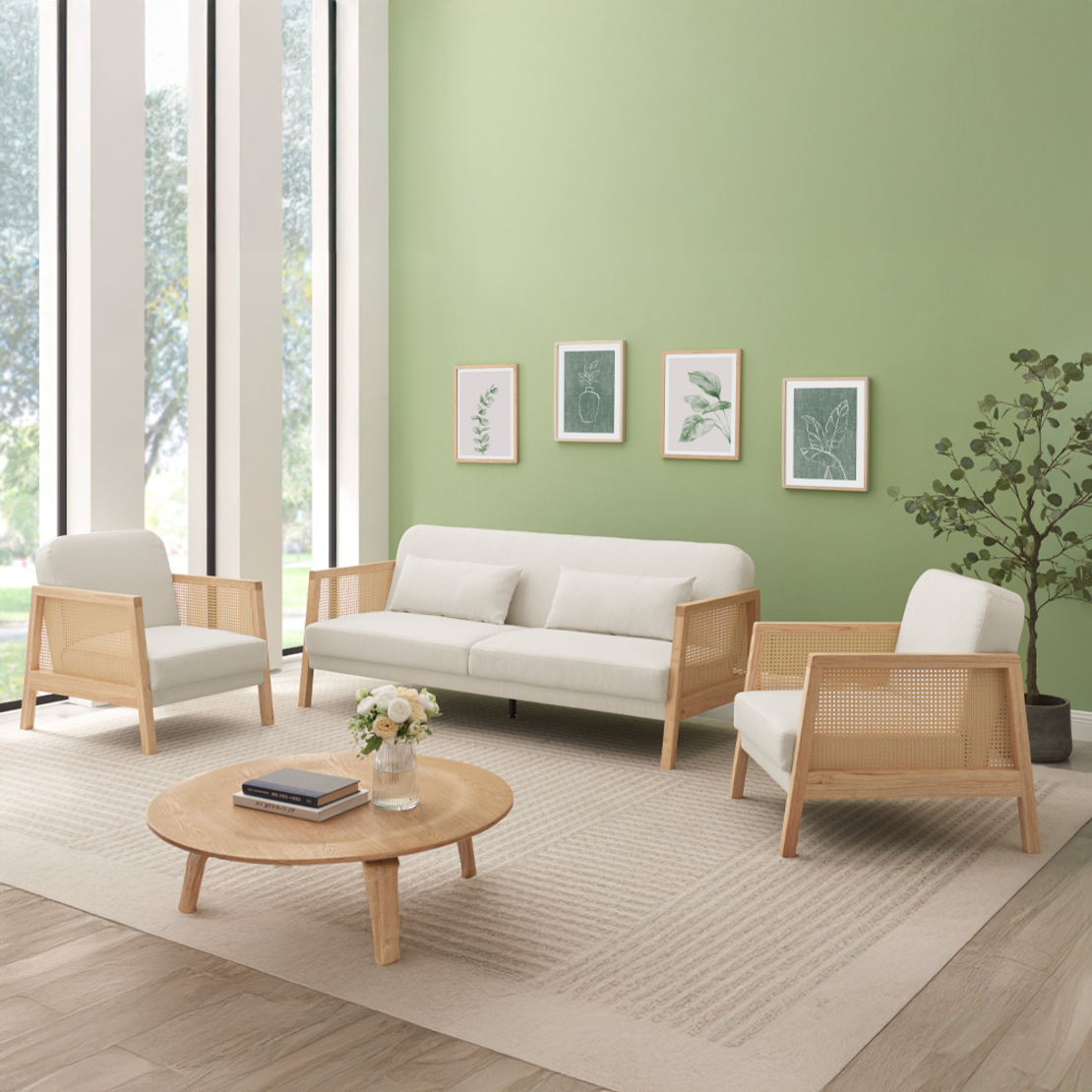AMMOS SOFA BED 3SEAT FABRIC OFF WHITE FABRIC NATURAL E1