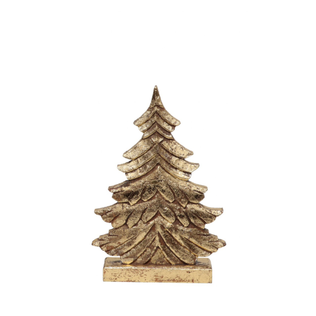 XMAS ELVI TREE WOOD MANGO GOLD 22x6xH33cm IN