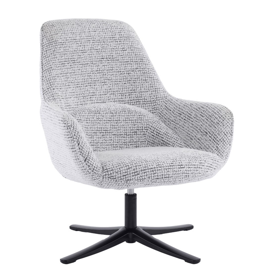 TIFFANY ARMCHAIR SWIVEL FABRIC WHITE WITH PATTERN METAL BLACK PRC