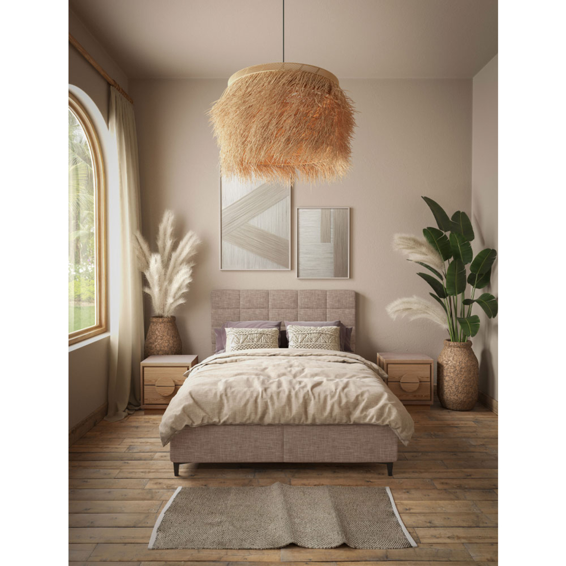 DEAL SET BED WITH STORAGE AND MATTRESS FABRIC BEIGE E1 TR