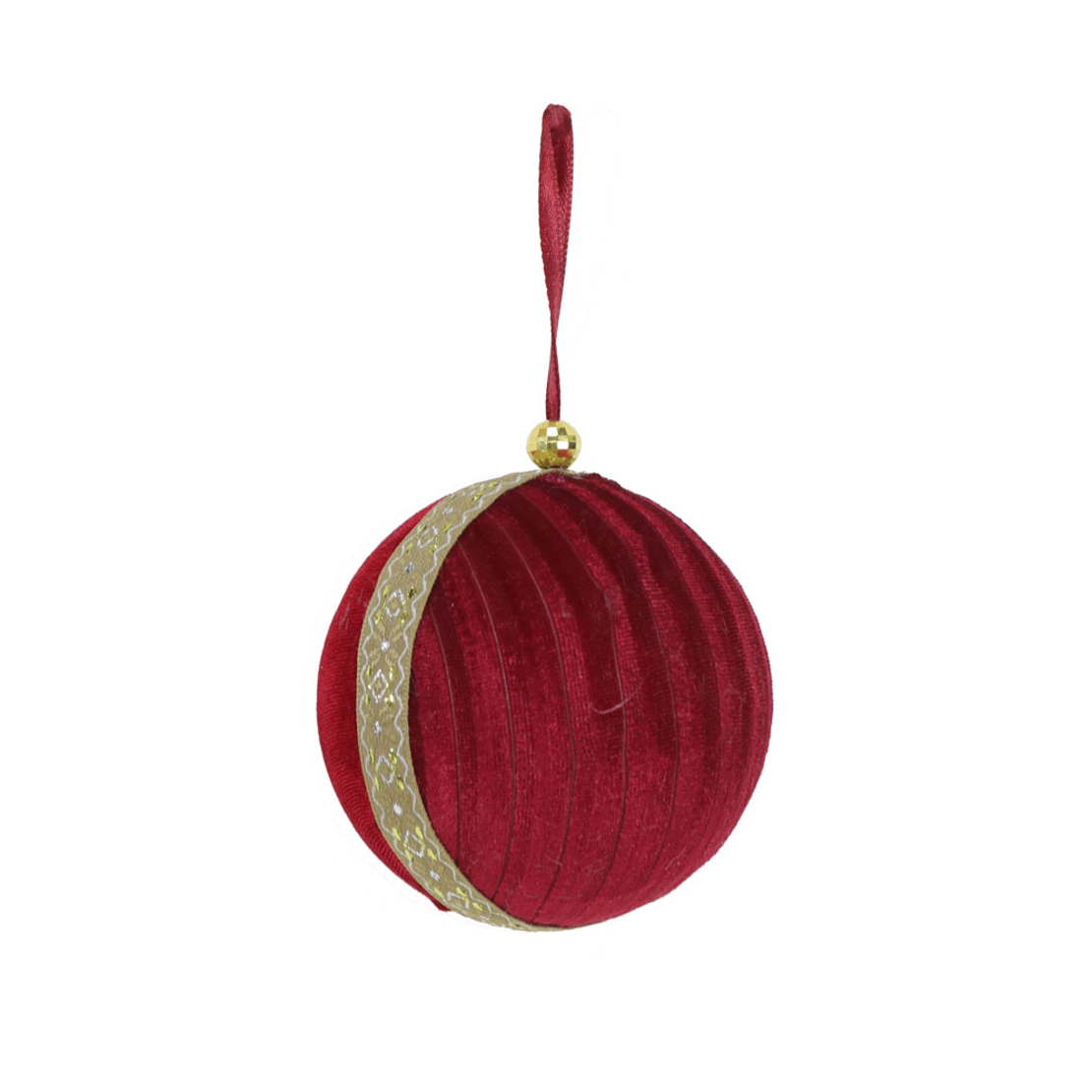 XMAS GLAM RED 2 BALL POLYFOAM FABRIC RED GOLD D10x